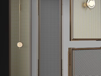 Modern Partition Screen Interior Design With Grid Pattern And Metal Frame Details 3d model