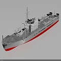 Water Vehicle Military Style Patrol Boat With White Hull Red Bottom Superstructure And Deck Equipment