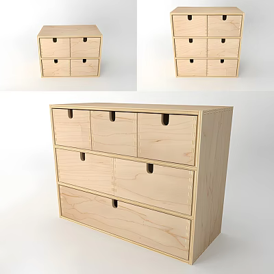 Natural Wooden Console Side Cabinet For Home Entryway With Simple Design And Multiple Drawers 3d model