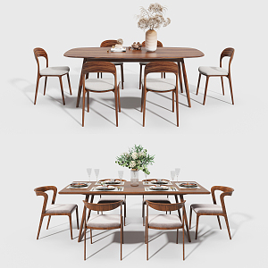 Nordic Dining Table and Chair Combination Dining Table and Chair 3d model