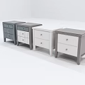 Minimalist White Bedside Table With Two Drawers And Round Knobs Simple Design 3d model