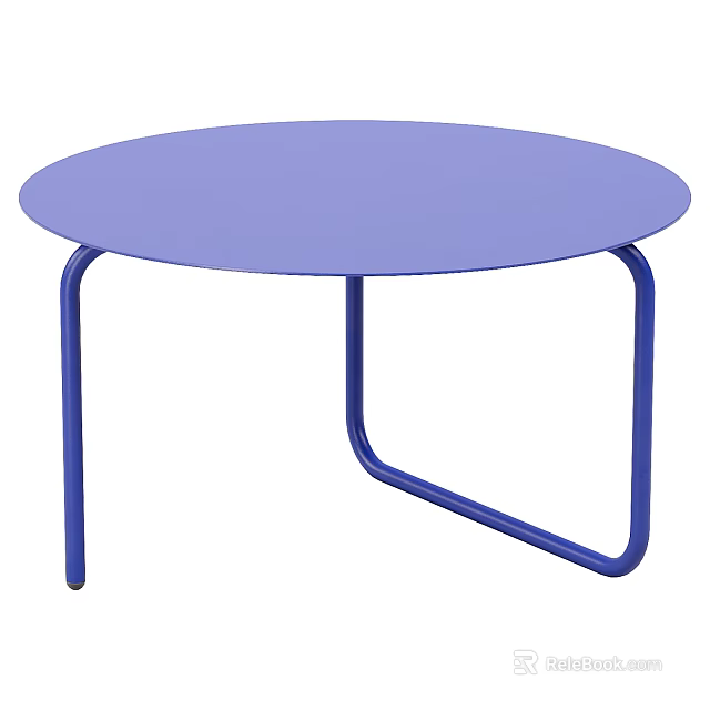 Modern Round Coffee Table with Curved Blue Legs and Smooth Surface Top 3d model