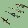 Weapons Collection Featuring Various Military Style Firearms And Tactical Designs 3d model