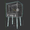 Vintage TV Set With Wooden Legs And Black Screen Front Knobs