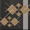 Modern Geometric Gold Wall Decor With Intersecting Lines And Square Patterns 3d model
