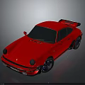 Red Sports Car with Black Rims and Rear Spoiler Showcasing Sleek Design and Glossy Finish