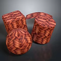 Woven Storage Baskets With Brownish Red Textured Design And Different Shapes For Home