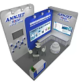 ANJET Modern Exhibition Booth With Blue White Design Display Screens And Posters