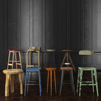 Industrial LOFT bar stool bar chair bar stool combination 3d model