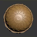 Golden Metallic Hot Air Balloon Model With Netted Design And Decorative Base