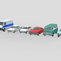 Various Types of Colorful Cars and Vehicles Displayed in a Row