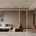 Modern Luxury Living And Dining Room Interior With Sofa Dining Table And Ambient Lighting