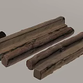 Natural Tall Arbor Logs with Different Lengths and Brown Color on Light Background