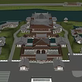 Ancient Chinese Architectural Complex With Multi Layered Roofs Courtyards And Water Surroundings