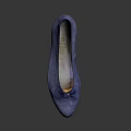 Elegant Blue Suede Ballet Flats With Bow Detail And Classic Design