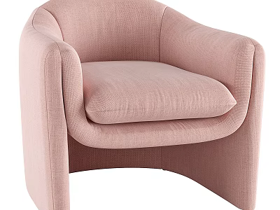Pink Upholstered Modern Armchair With Curved Backrest And Cozy Seat Cushion 3d model