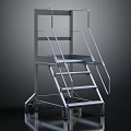 Stainless Steel Mobile Platform Ladder With Handrails Steps And Wheels 3d model