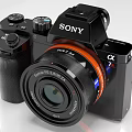 Sony Alpha 7S III Digital Camera with Black Body and Orange Lens Ring Design