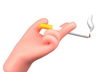 Man Holding a Burning Cigarette in His Hand with Smoke Rising Slowly 3d model