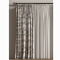 Patterned Gray Curtains And Solid White Curtains With Soft Texture For Elegant Home Decor 3d model