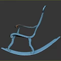 Classic Turquoise Rocking Chair With Slatted Back And Wooden Armrests Design