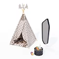 Cute Kids Teepee Tent with Polka Dot Design Mirror Building Blocks and Book