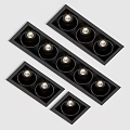 Modern Black Recessed Downlights Spotlights With Multiple Heads And Square Housing