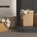 Bathroom Accessories Wicker Storage Baskets With Soft Towels For Home Organization 3d model