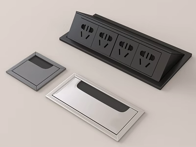 Modern Electrical Socket And Switch Panels In Black And Silver Design 3d model