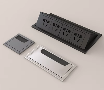 Modern Electrical Socket And Switch Panels In Black And Silver Design 3d model