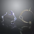 Decorative Ornate Golden Ring And Purple Curved Elements With Gemstone Accents