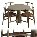 Modern Round Wooden Dining Table Set With Leather Seated Chairs And Sturdy Base