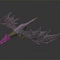 Detailed 3D Rendered Dragon Displaying Spread Purple Blue Wings And Textured Scales