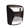 Modern Round Bedside Table With White Drawer And Patterned Cover Design 3d model