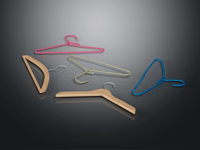 Colorful Assorted Hangers with Wooden and Plastic Materials for Wardrobe Use 3d model