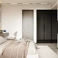 Modern Bedroom Interior Design With Bed Headboard Wall Window Curtains Rug And Desk Chair