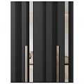 Modern Luxury Wardrobe Design With Black Finish Gold Handles And Mirror Panels