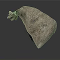 Rustic Brown Burlap Sack With Tied Top And Textured Surface 3d model