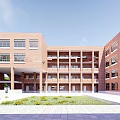 Modern Red Brick Multi Story School Building With Central Courtyard And Exterior Design