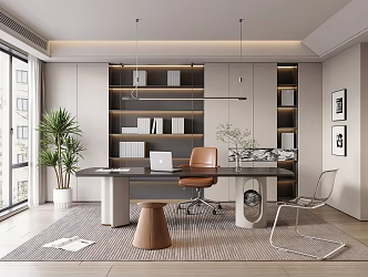 Home Study Desk Bookcase Ornaments Vase Book Single Chair Stool Decorative Cabinet Computer Wardrobe 3d model