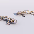 Two Spotted Reptile Geckos With Yellow Eyes On Light Background