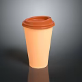 Orange Paper Cup With Brown Lid On Dark Reflective Background 3d model