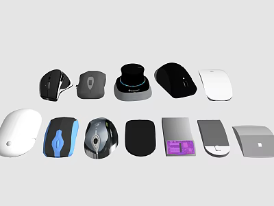 Different Computer Mice Wireless Ergonomic Designs in Various Colors and Styles 3d model