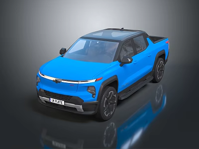 Blue Modern Pickup Truck With Transparent Roof Black Wheels And Sleek Design 3d model