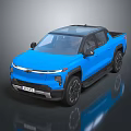 Blue Modern Pickup Truck With Transparent Roof Black Wheels And Sleek Design