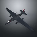 Dark Colored Military Aircraft With Long Wings Twin Engines And Red Tail