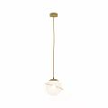 Stylish Spherical Pendant Lights With White Shades And Golden Ring Accents