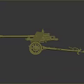 Vintage Yellow Cannon Weapon Model With Wheels Long Barrel And Detailed Structure