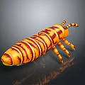 Orange and Brown Striped Caterpillar With Segmented Body and Multiple Legs on Dark Background