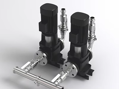 Black Electric Industrial Pumps With Stainless Steel Components And Metal Construction 3d model